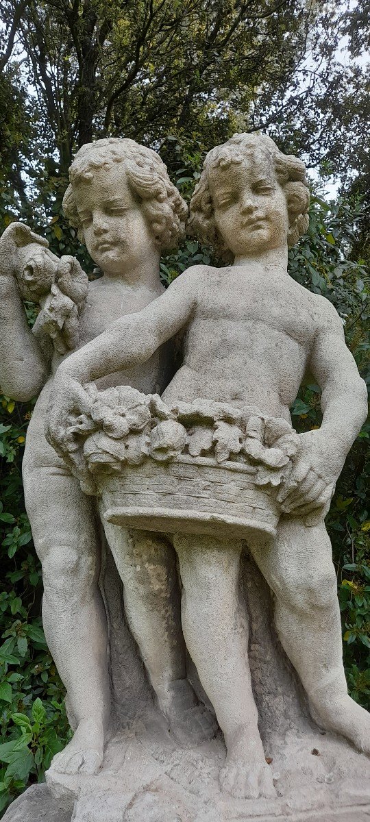 Cherub Statue With Basket Of Flowers-photo-2