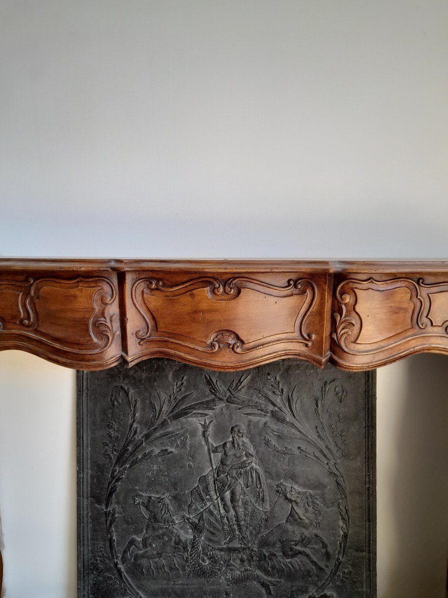 Louis XV Style Fireplace In Walnut-photo-2