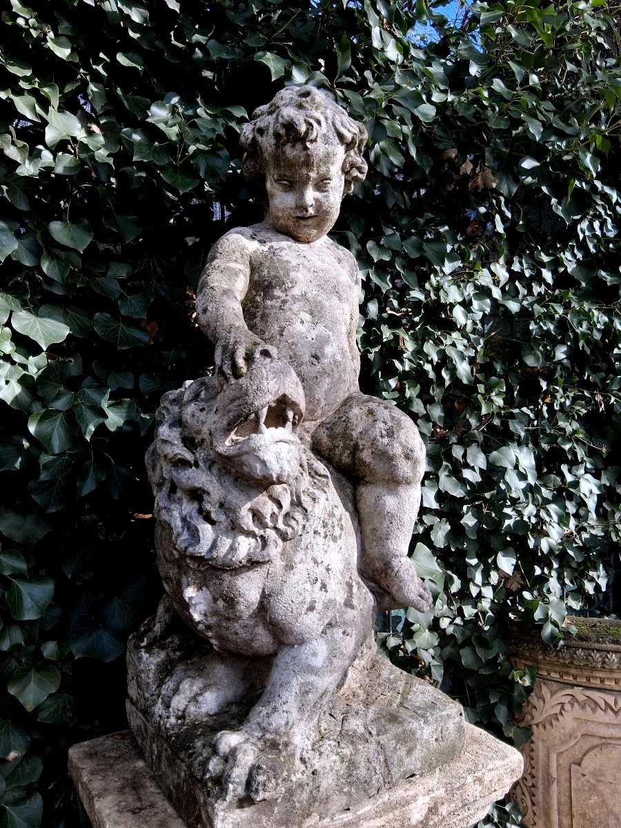 Statue putto au lion-photo-4