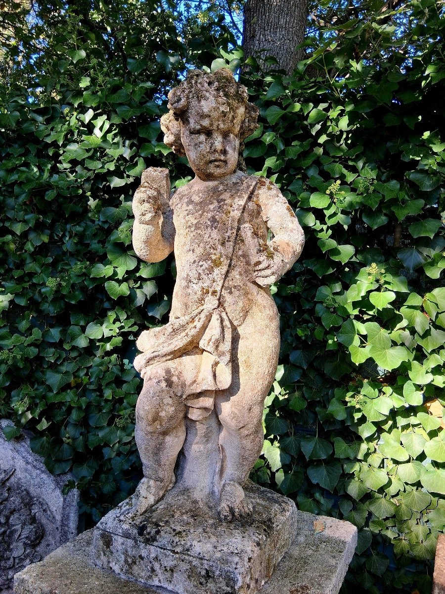 Statue ancienne en pierre – Allégories de la Sculpture et de la Peinture-photo-4