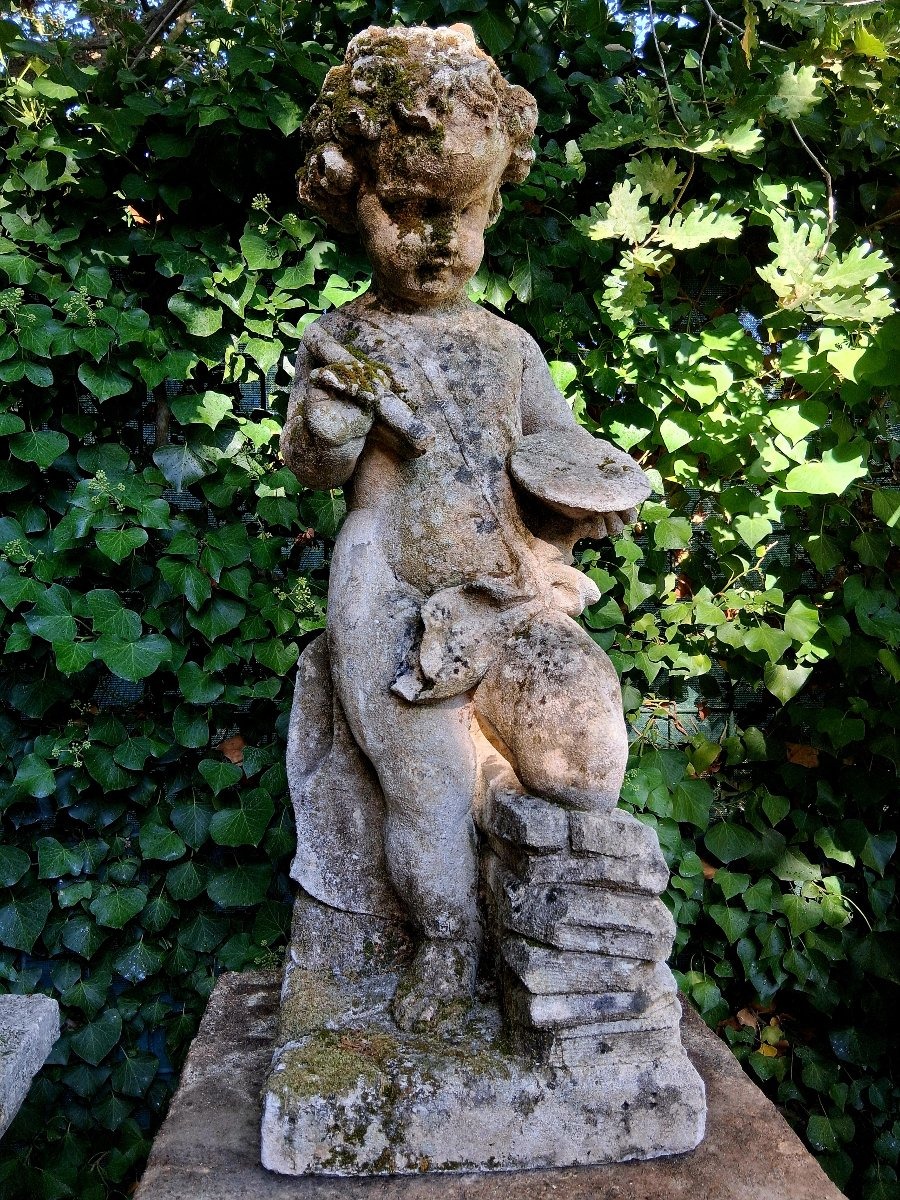 Statue ancienne en pierre – Allégories de la Sculpture et de la Peinture-photo-1