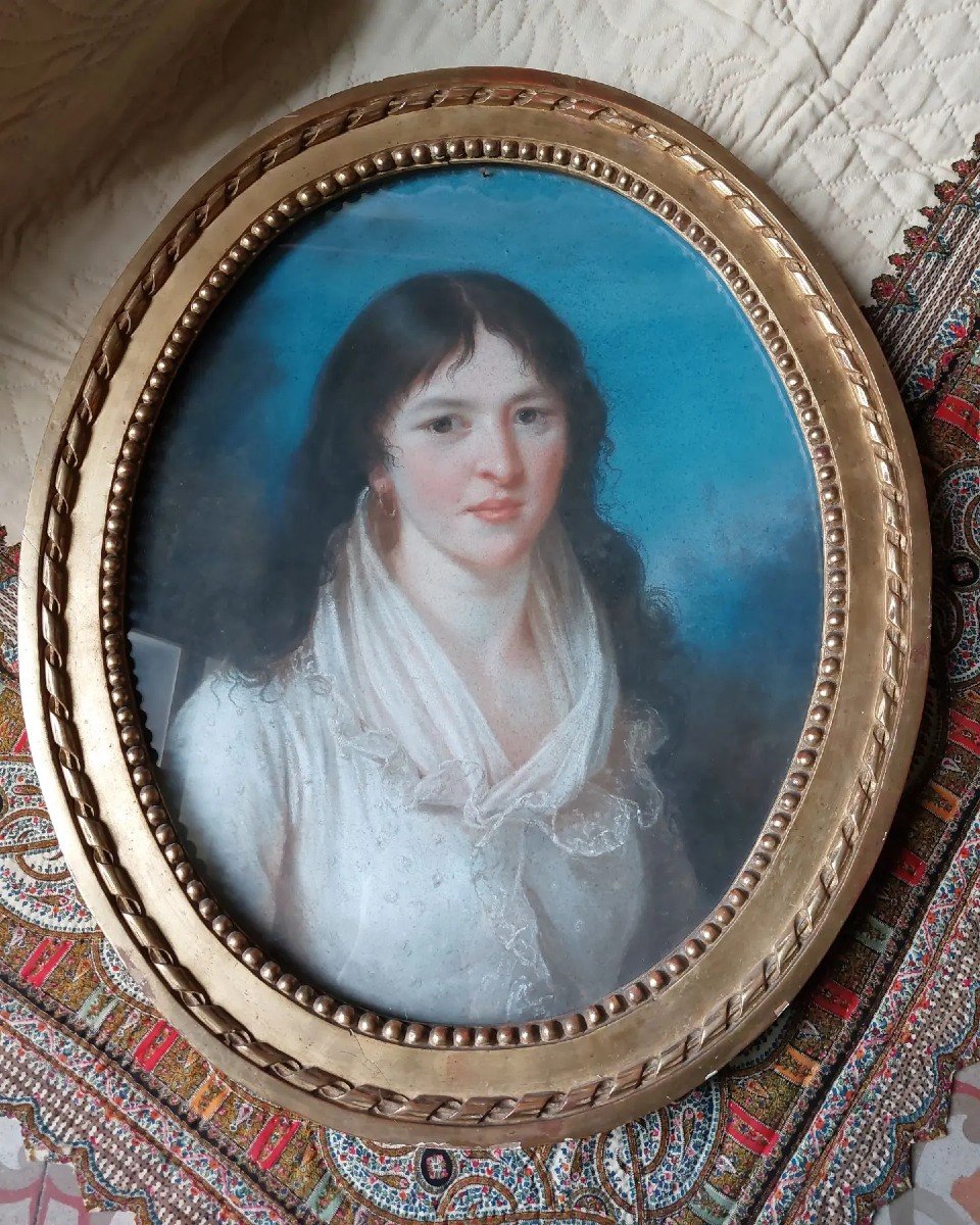 Aimée Duvivier, Portrait De Jeune Fille Au Pastel, 1800. -photo-2