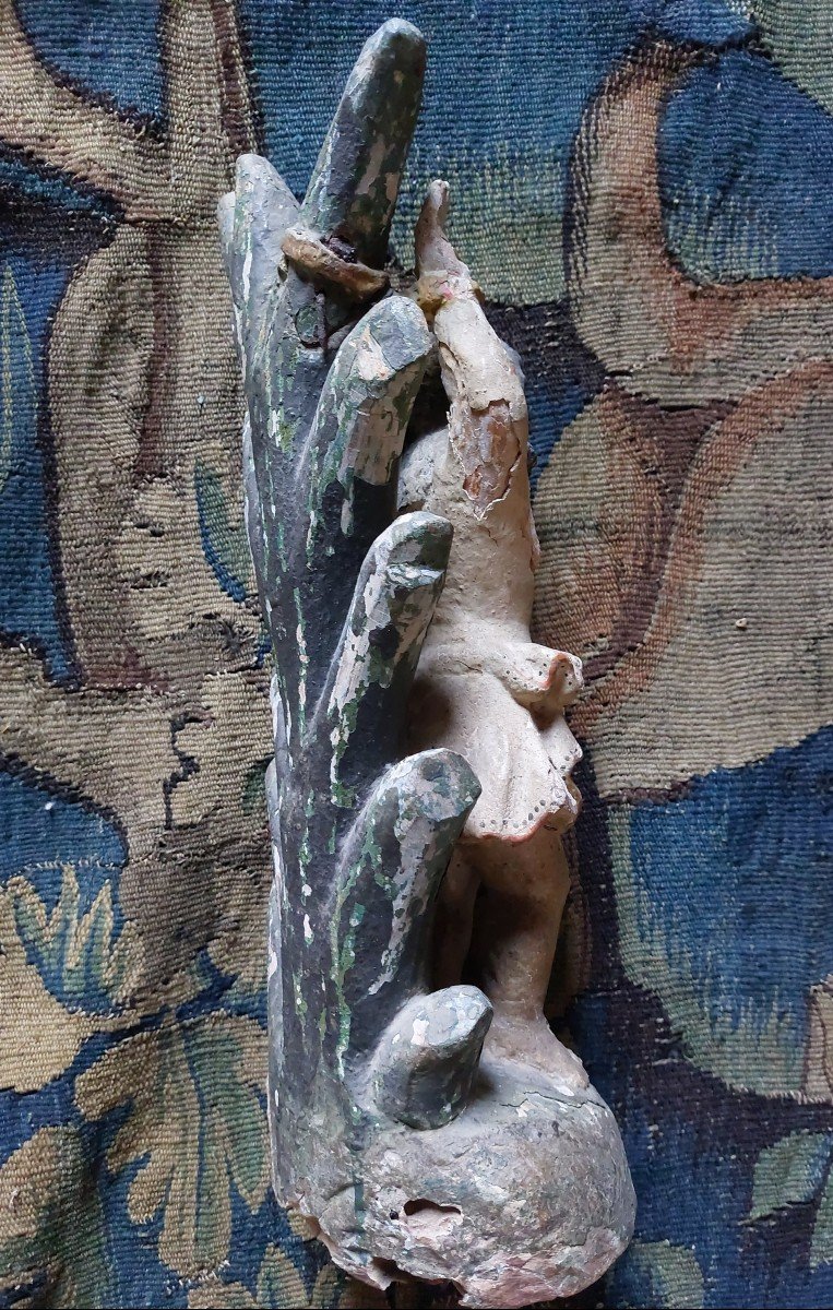 Saint Sébastien En Bois Sculpté Et Peint XVIIe -photo-3