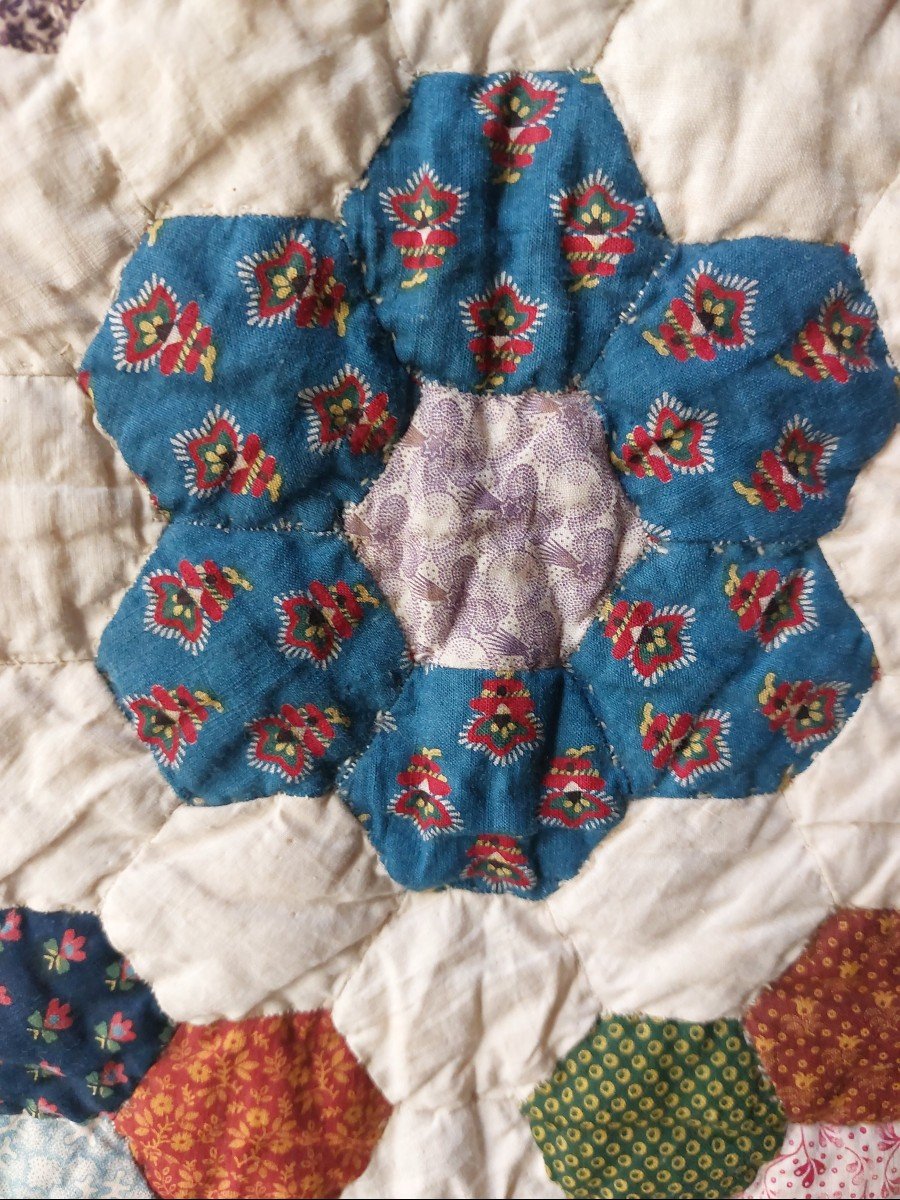 Couverture Piquée Patchwork Provence Milieu XIXe -photo-3