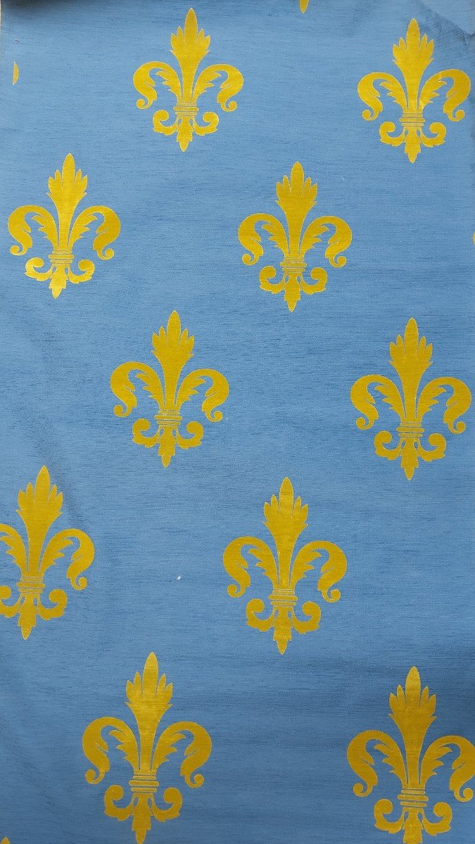 Old Wall Fabric Fleurs De Lys Velvet 20th Century 