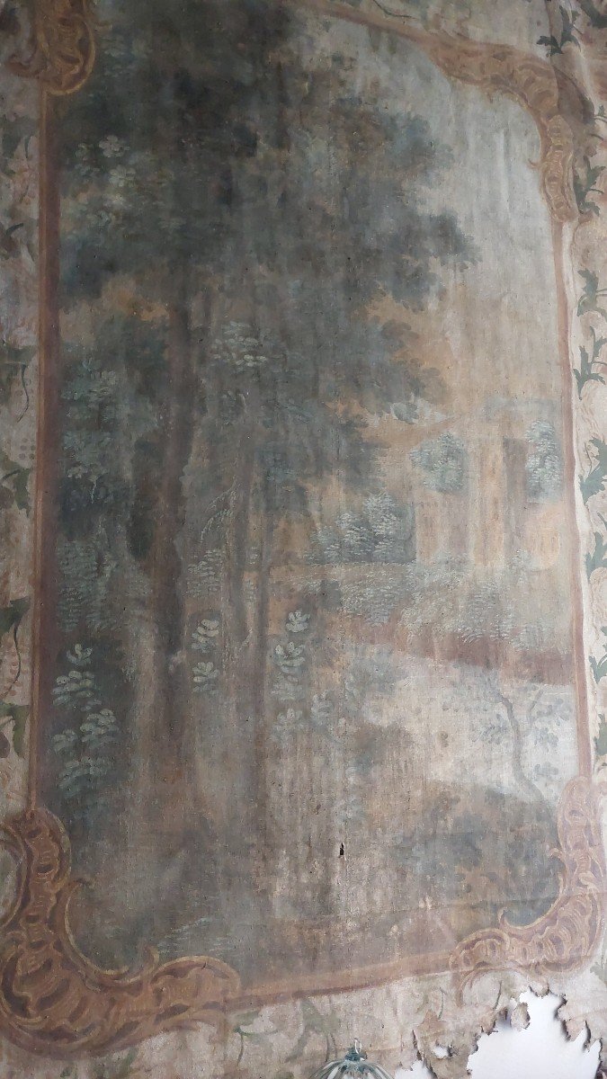 Toile Peinte époque XVIIIe -photo-1