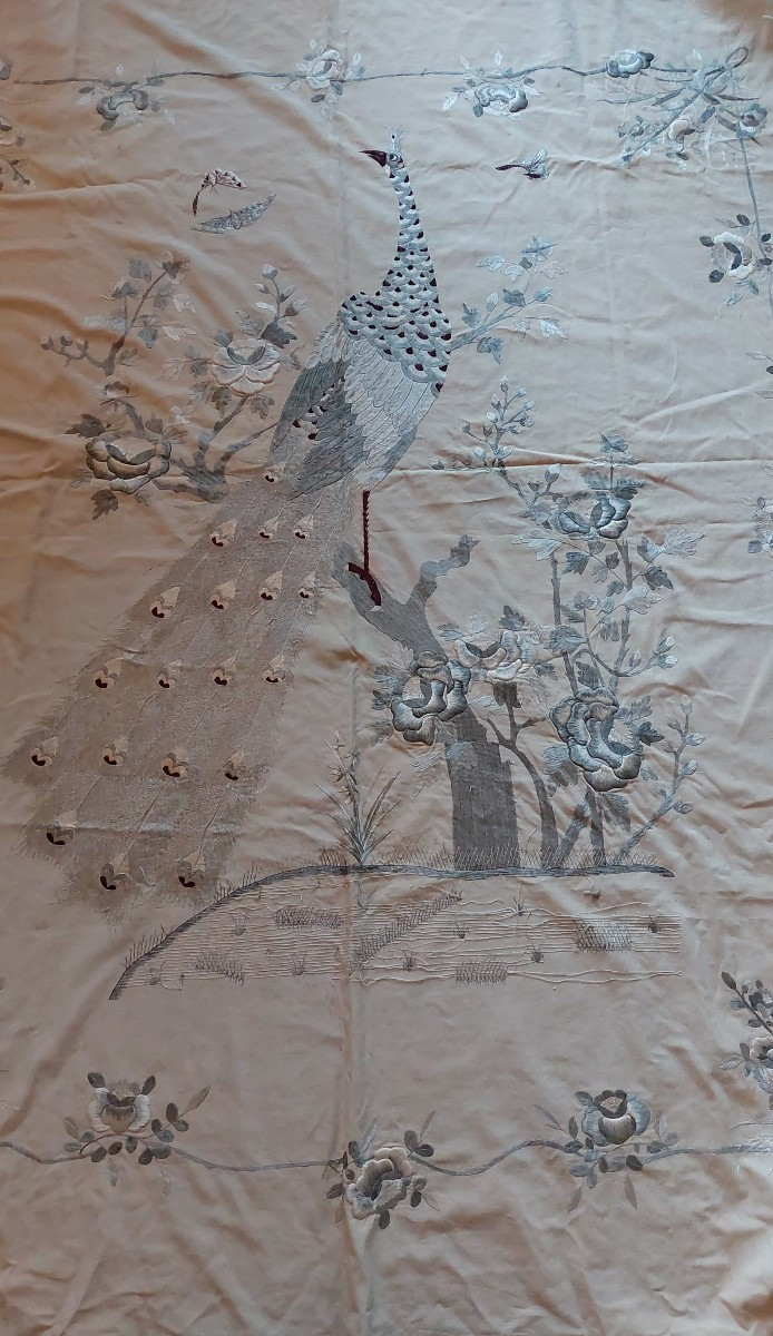 Dessus de lit brodé Indochine 