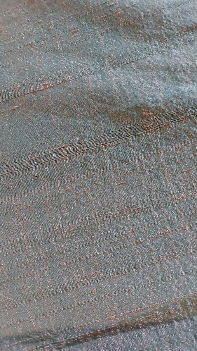 Paire de rideaux en soie vert bronze circa 1840-photo-4