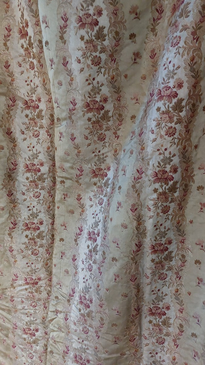 Rideaux en soie brochée XIXe 5 pièces -photo-2