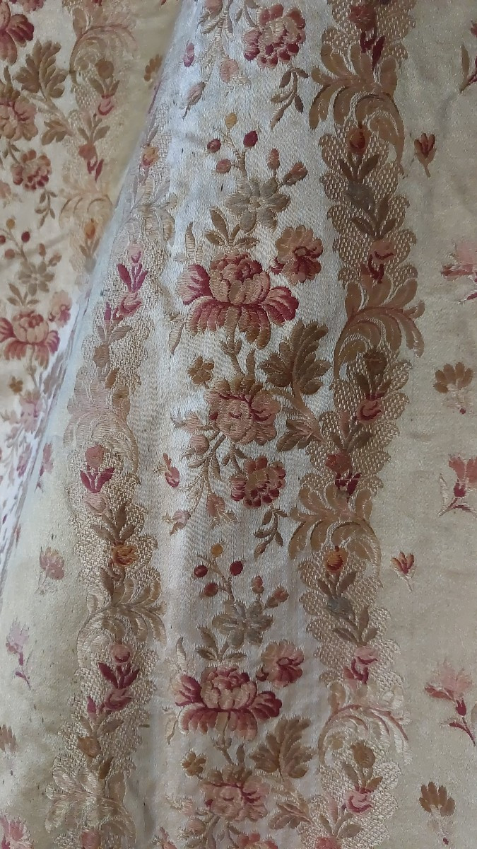 Rideaux en soie brochée XIXe 5 pièces