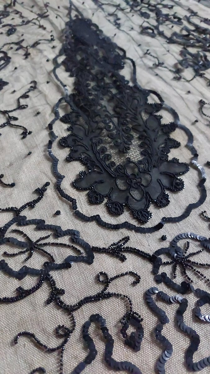 Embroidery On Tulle Dress, Early 20th Century -photo-3