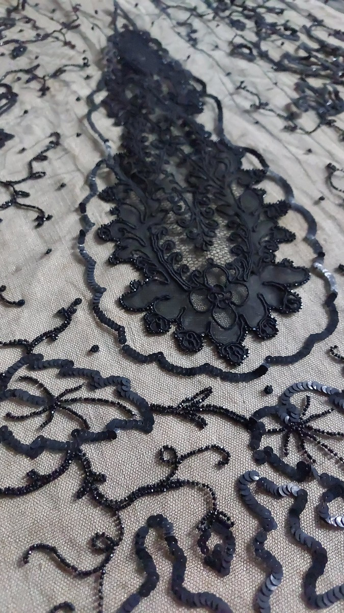 Embroidery On Tulle Dress, Early 20th Century 