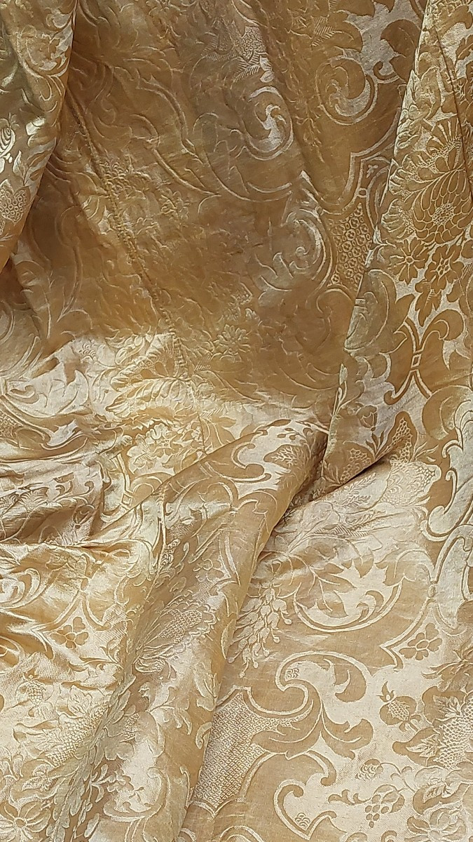 Rideau en soie jaune bouton d'or début XIXe -photo-2