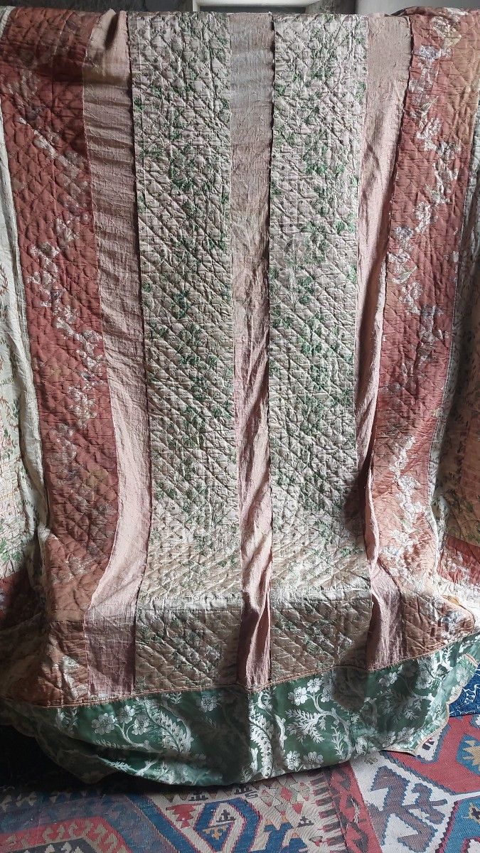 Dessus lit duchesse soie XVIIIe -photo-2