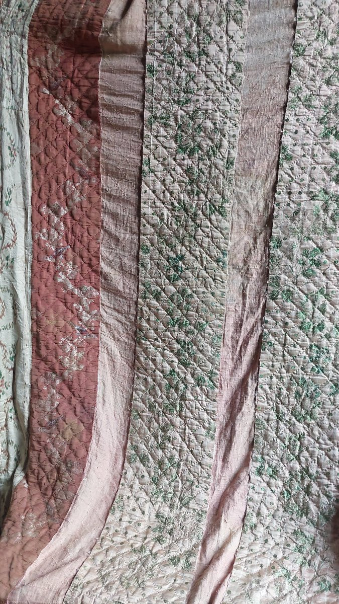 Dessus lit duchesse soie XVIIIe -photo-4