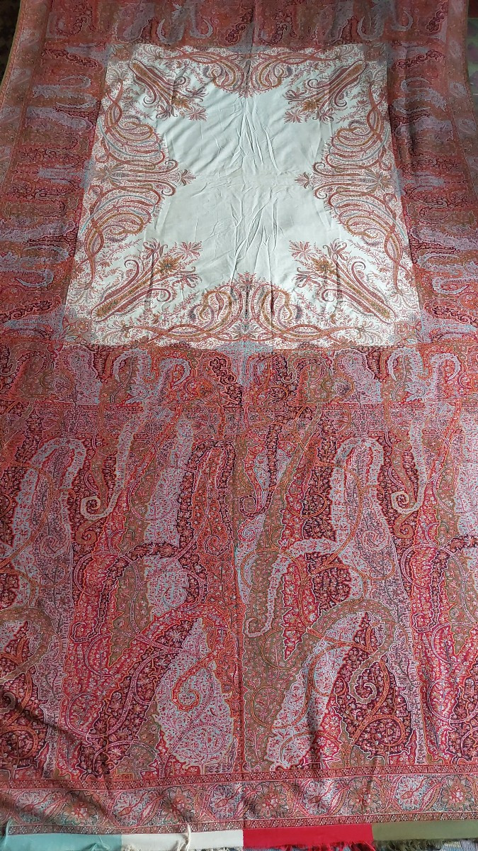 Long châle cachemire français milieu XIXe -photo-2