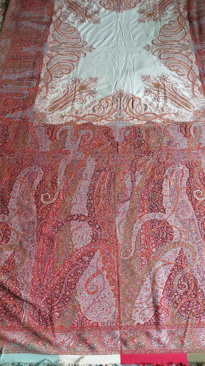 Long châle cachemire français milieu XIXe -photo-1