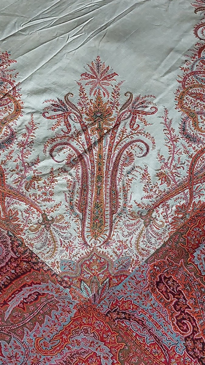 Long châle cachemire français milieu XIXe 