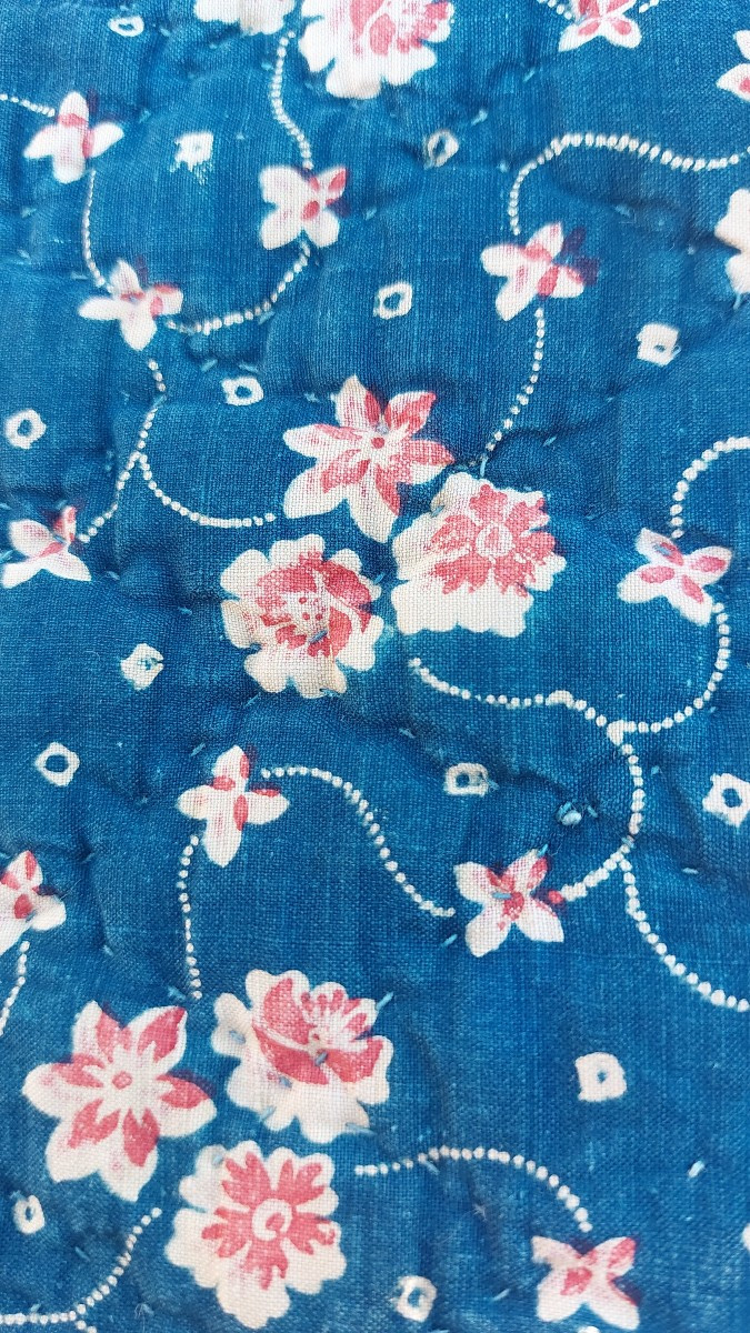 Courtepointe foulard début XIXe bleue-photo-3