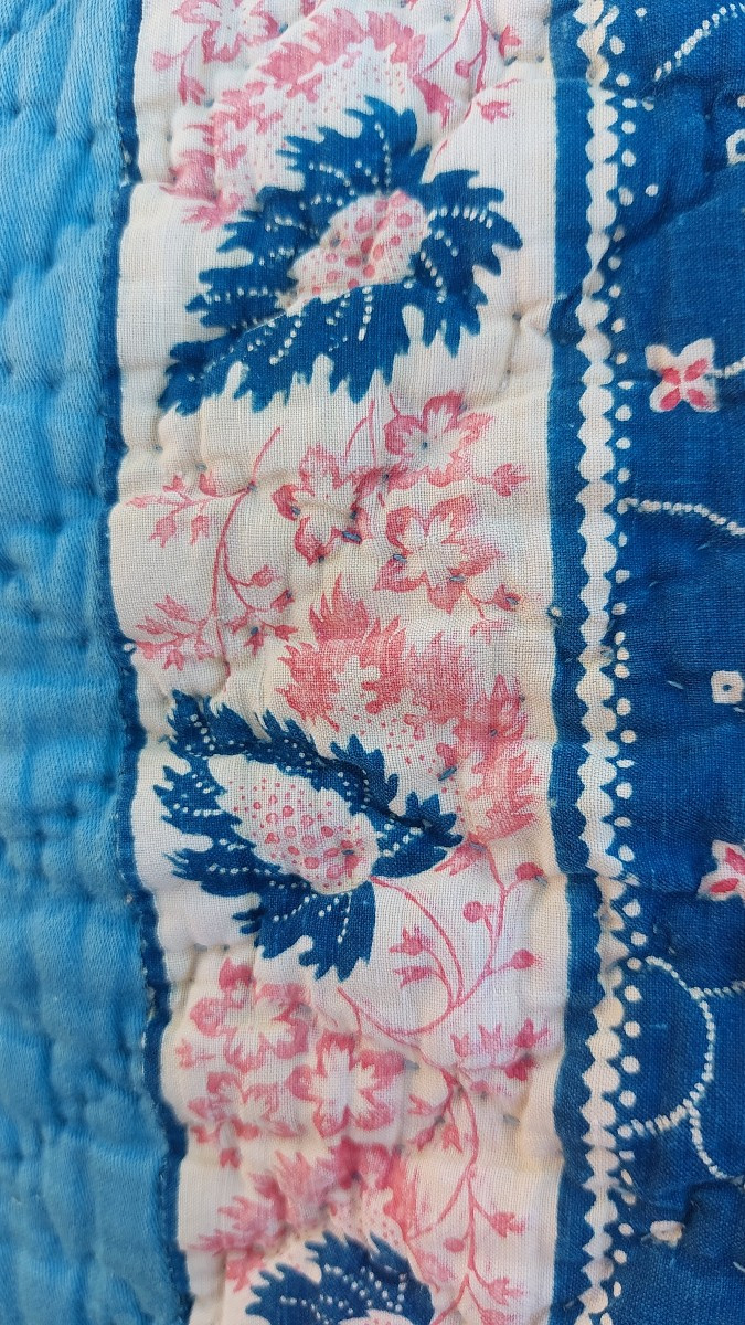 Courtepointe foulard début XIXe bleue-photo-4