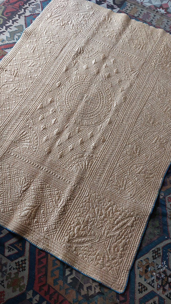 19th Century Silk Wedding Quilt-photo-3