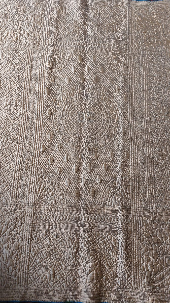19th Century Silk Wedding Quilt-photo-4
