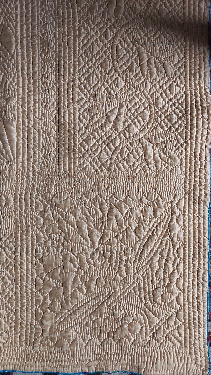 19th Century Silk Wedding Quilt-photo-3