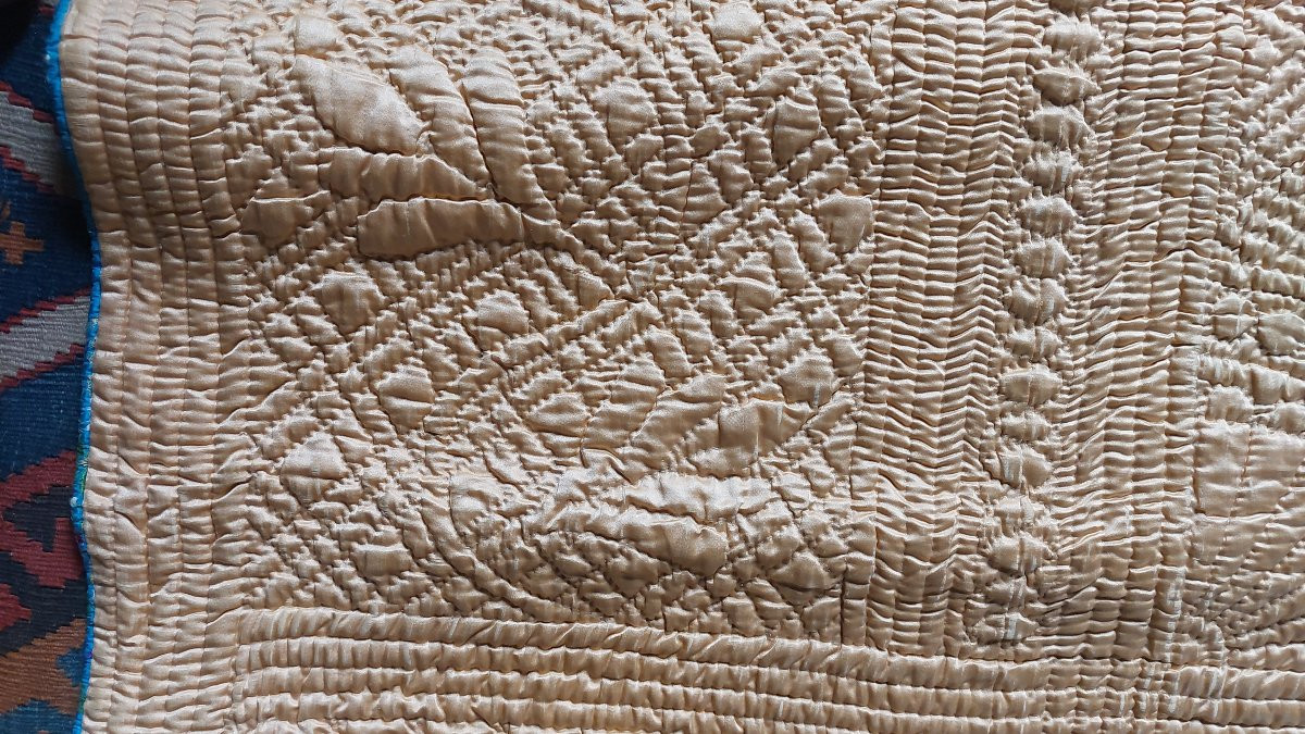 19th Century Silk Wedding Quilt-photo-4