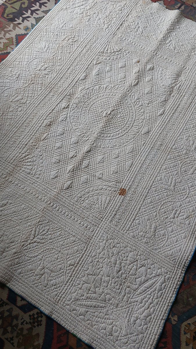 19th Century Silk Wedding Quilt-photo-5