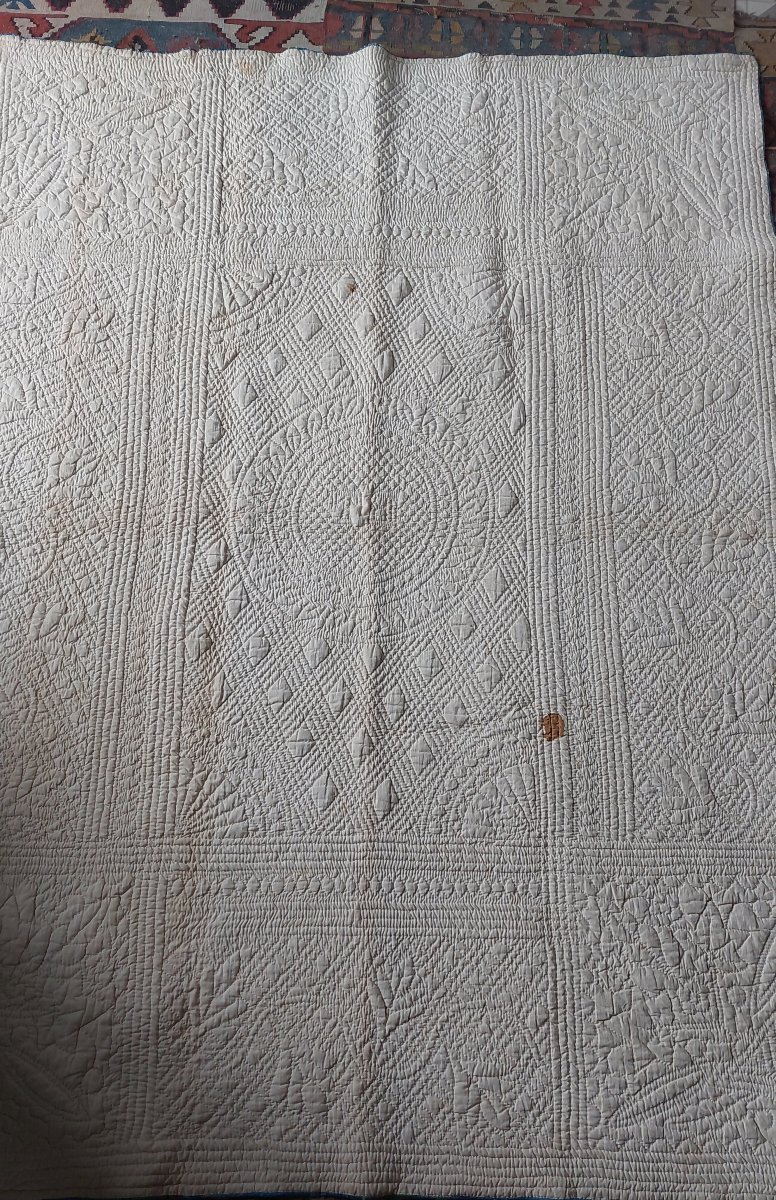 19th Century Silk Wedding Quilt-photo-6
