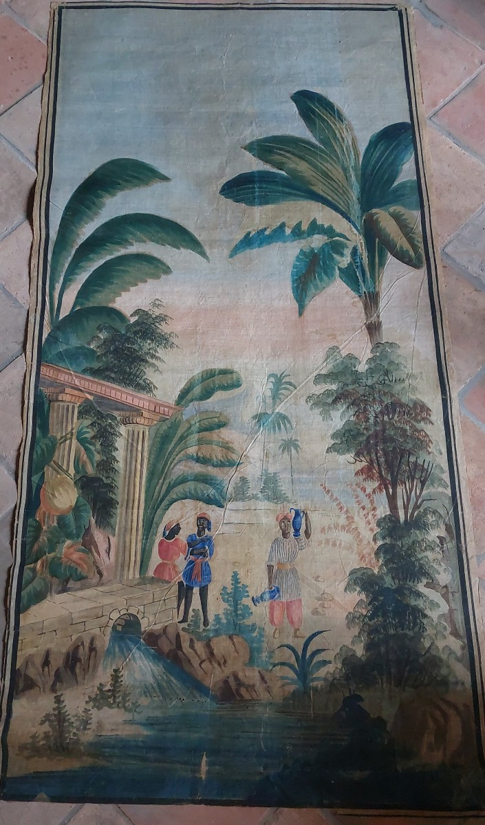 Toile peinte XIXe Charles X -photo-2