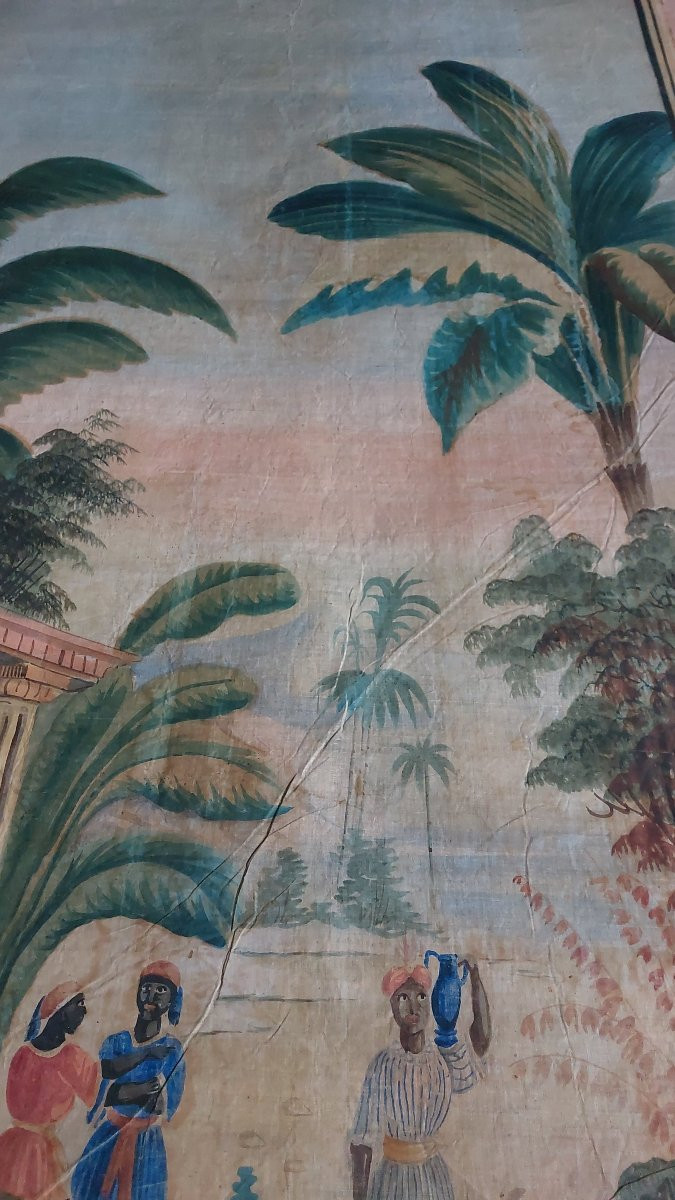 Toile peinte XIXe Charles X -photo-3