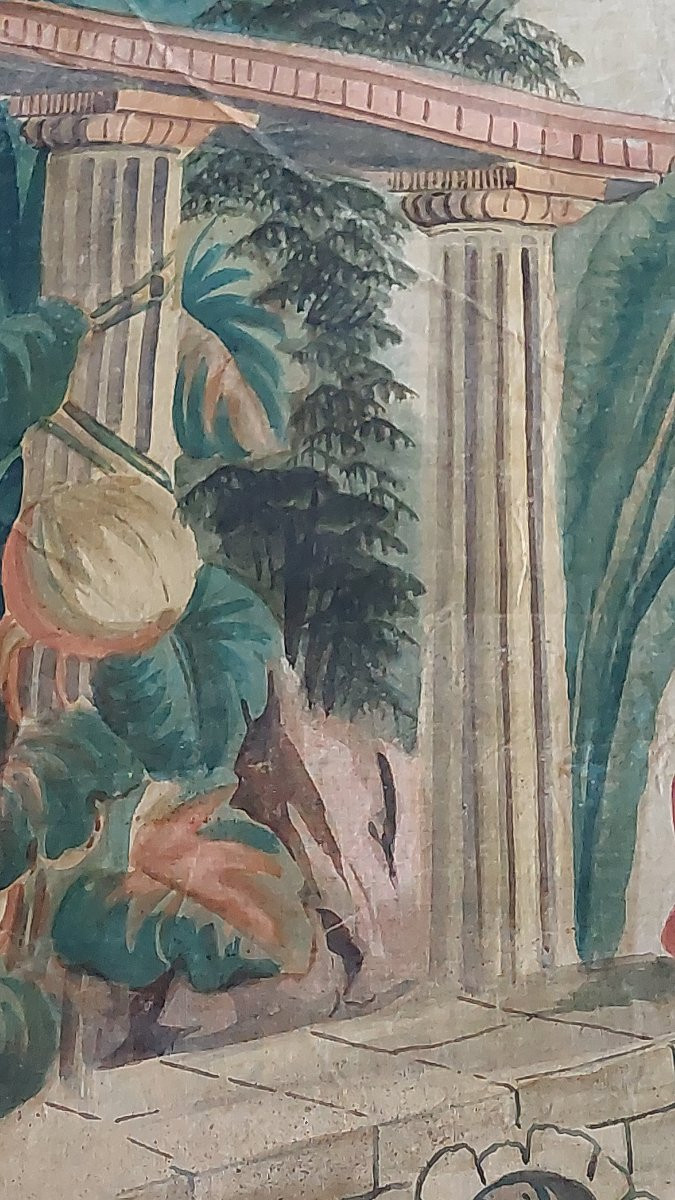 Toile peinte XIXe Charles X -photo-1