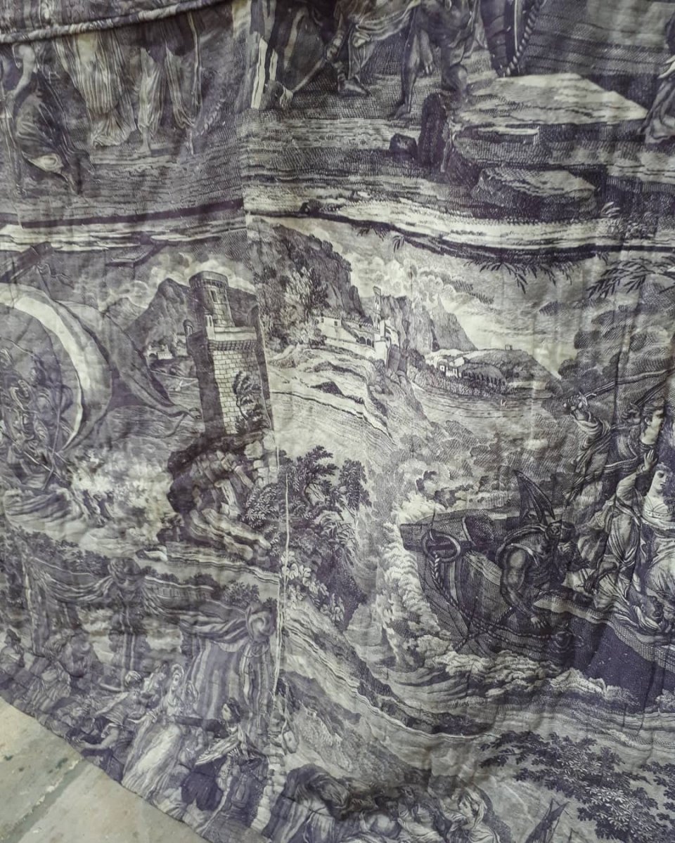 Ensemble Pour Lit à La Duchesse Avec Chef De Pièce Toile De Nantes 1815-photo-4