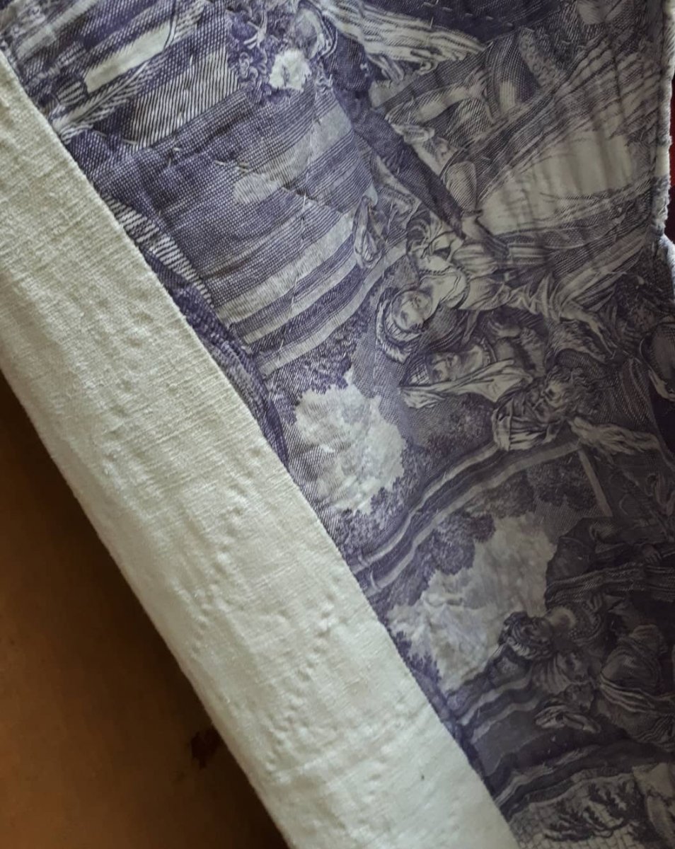 Ensemble Pour Lit à La Duchesse Avec Chef De Pièce Toile De Nantes 1815-photo-4