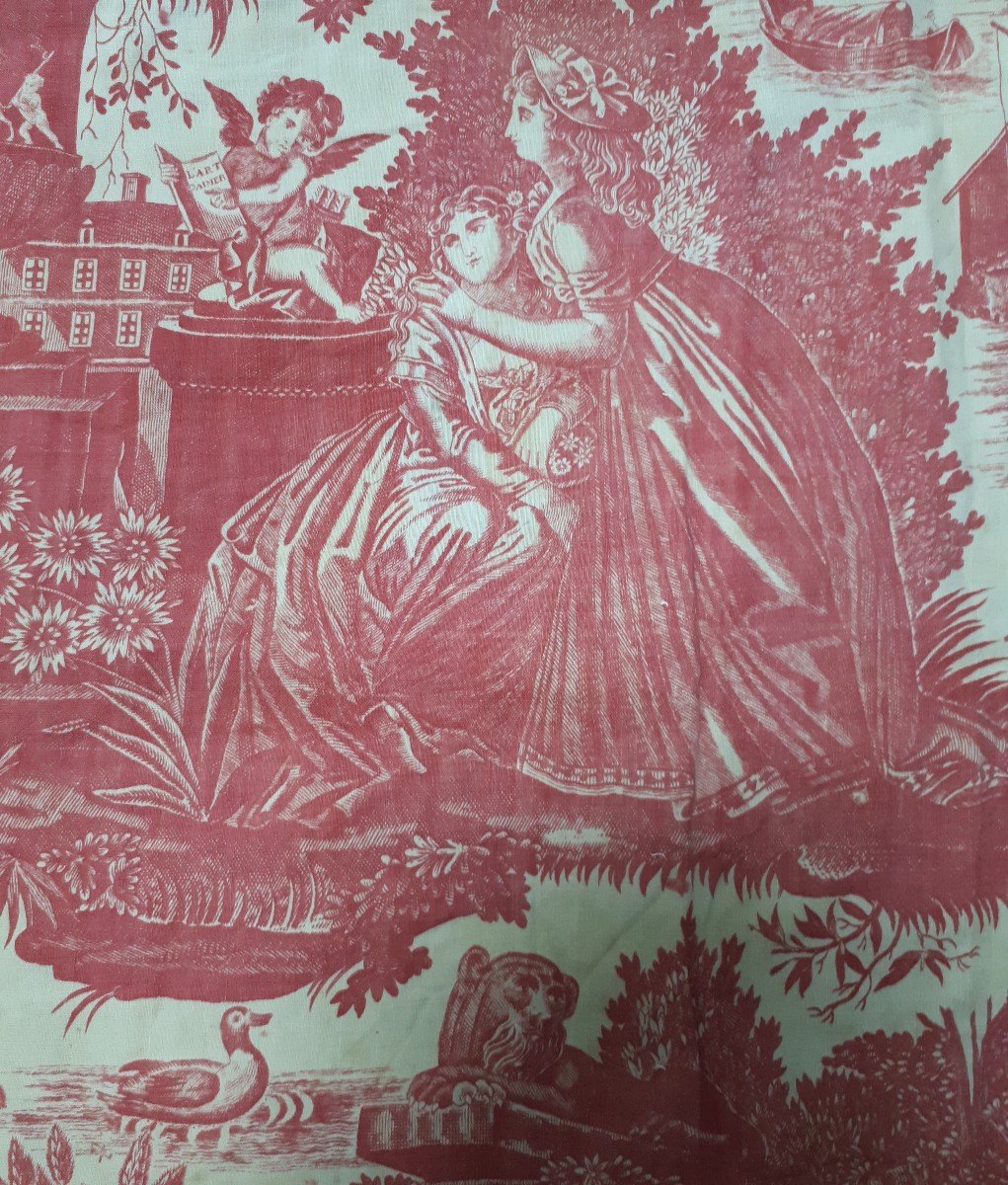 Paire De Lambrequin Toile De Nantes l'Art d'Aimer Début XIXe -photo-2