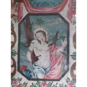 Saint Sebastian XVIIth Louis XIV Gouache On Vellum 