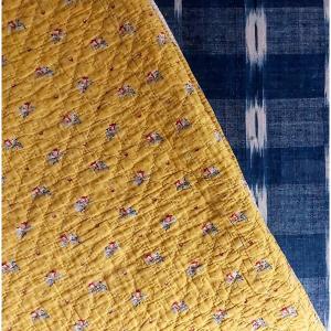 Courtepointe jaune gaude XIXe 