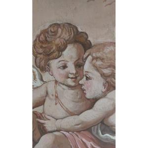 Paire de toile peinte style XVIIIe époque XIXe