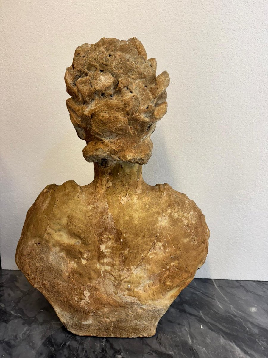 Bust Of Roman Emperor In Patinated Terracotta-photo-2