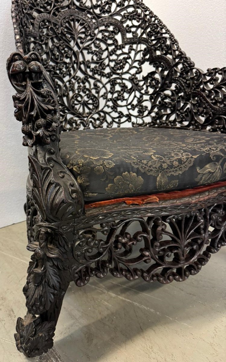 19th Century Anglo-indian Openwork Chair-photo-2