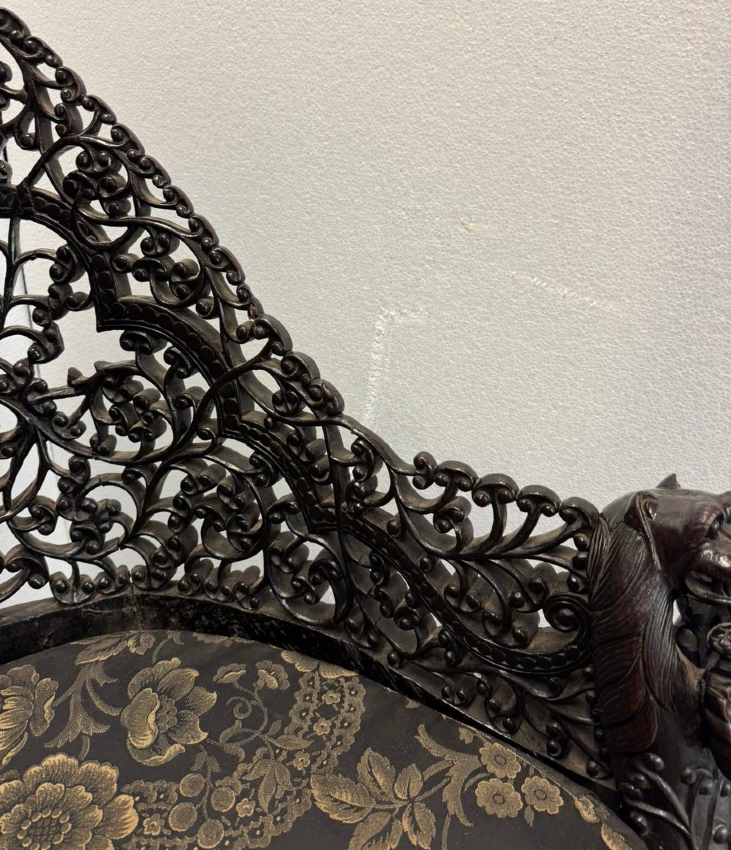 19th Century Anglo-indian Openwork Chair-photo-4