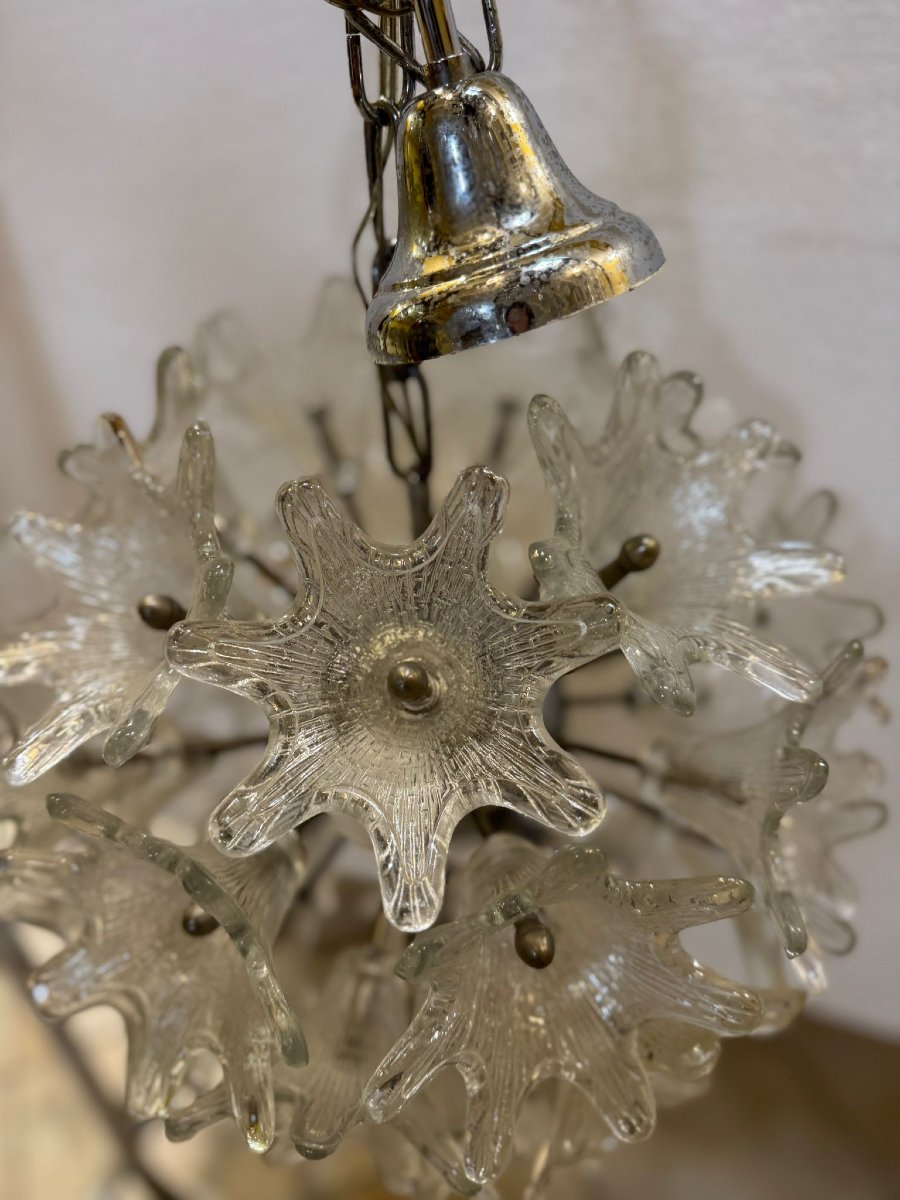 A Pair Of Sputnik Glass Flower Chandeliers-photo-2