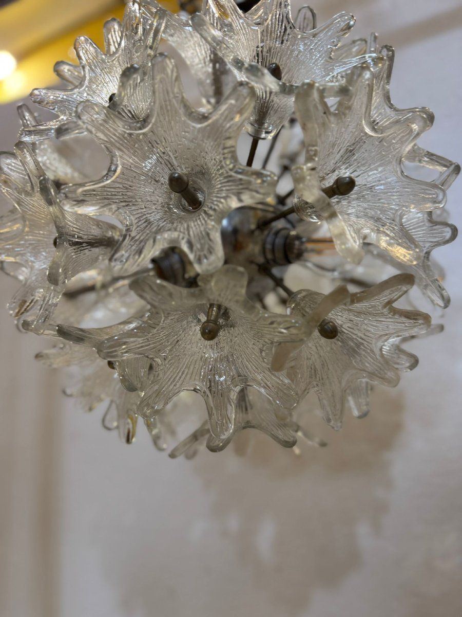 A Pair Of Sputnik Glass Flower Chandeliers-photo-3