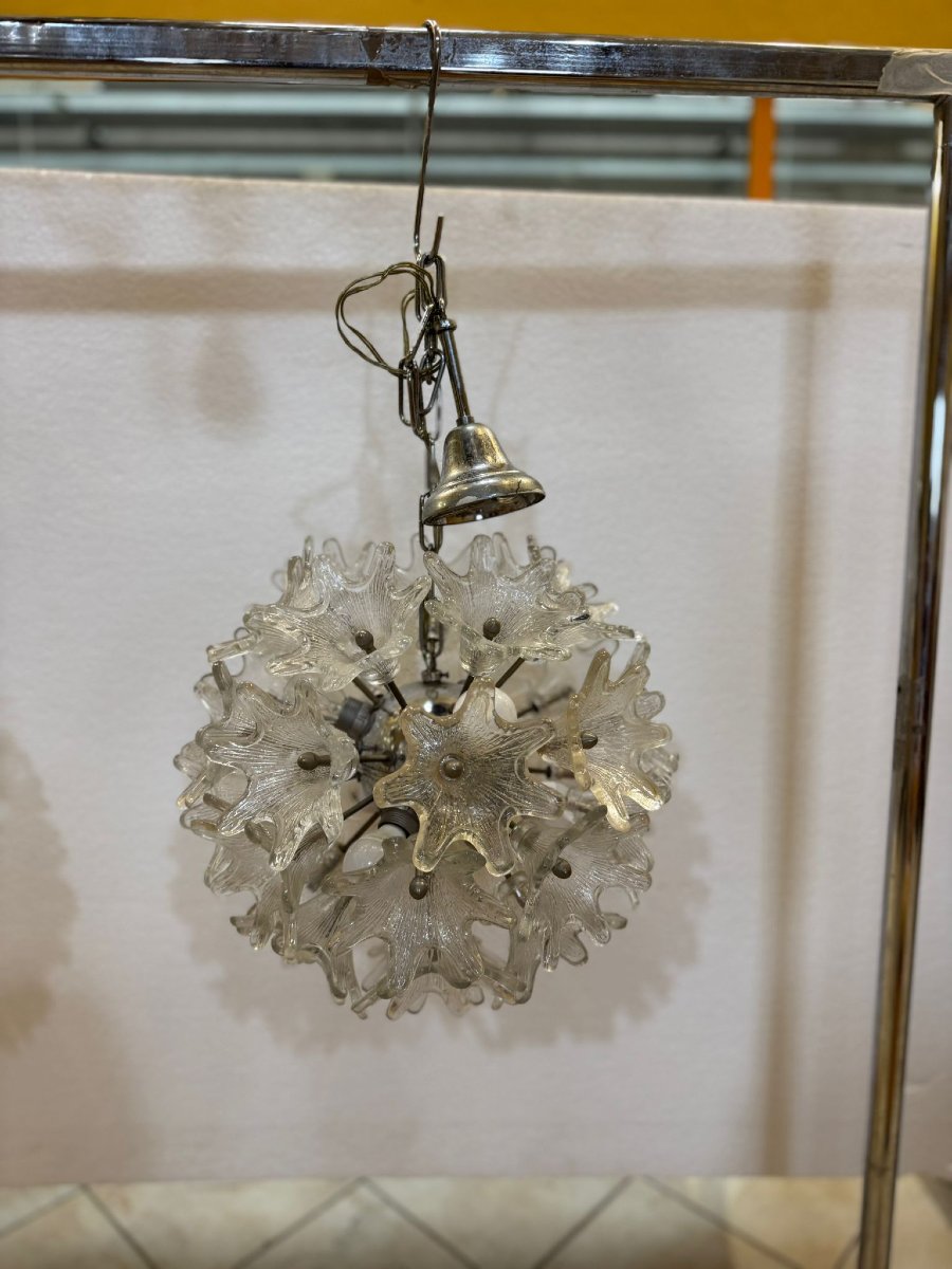 A Pair Of Sputnik Glass Flower Chandeliers-photo-4
