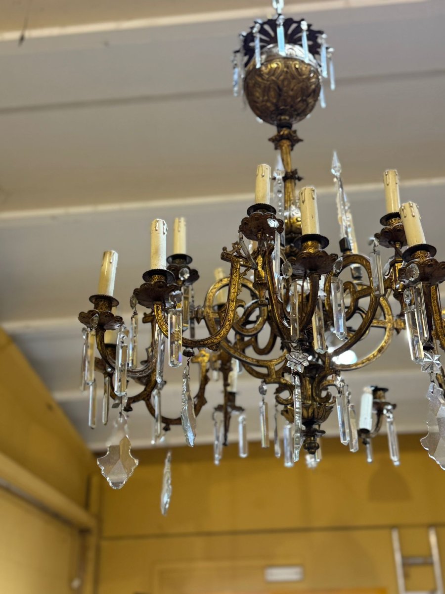 French Gilded Bronze Chandelier-photo-3