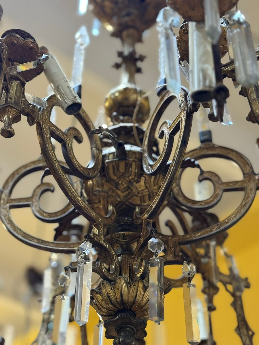 French Gilded Bronze Chandelier-photo-3