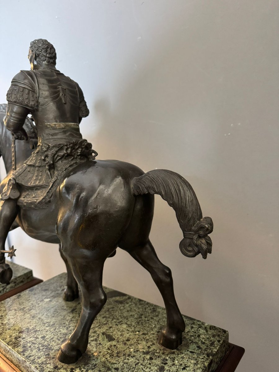 A Pair Of Bronze Mounted Soldiers On A Marble Base And Wooden Support.-photo-3