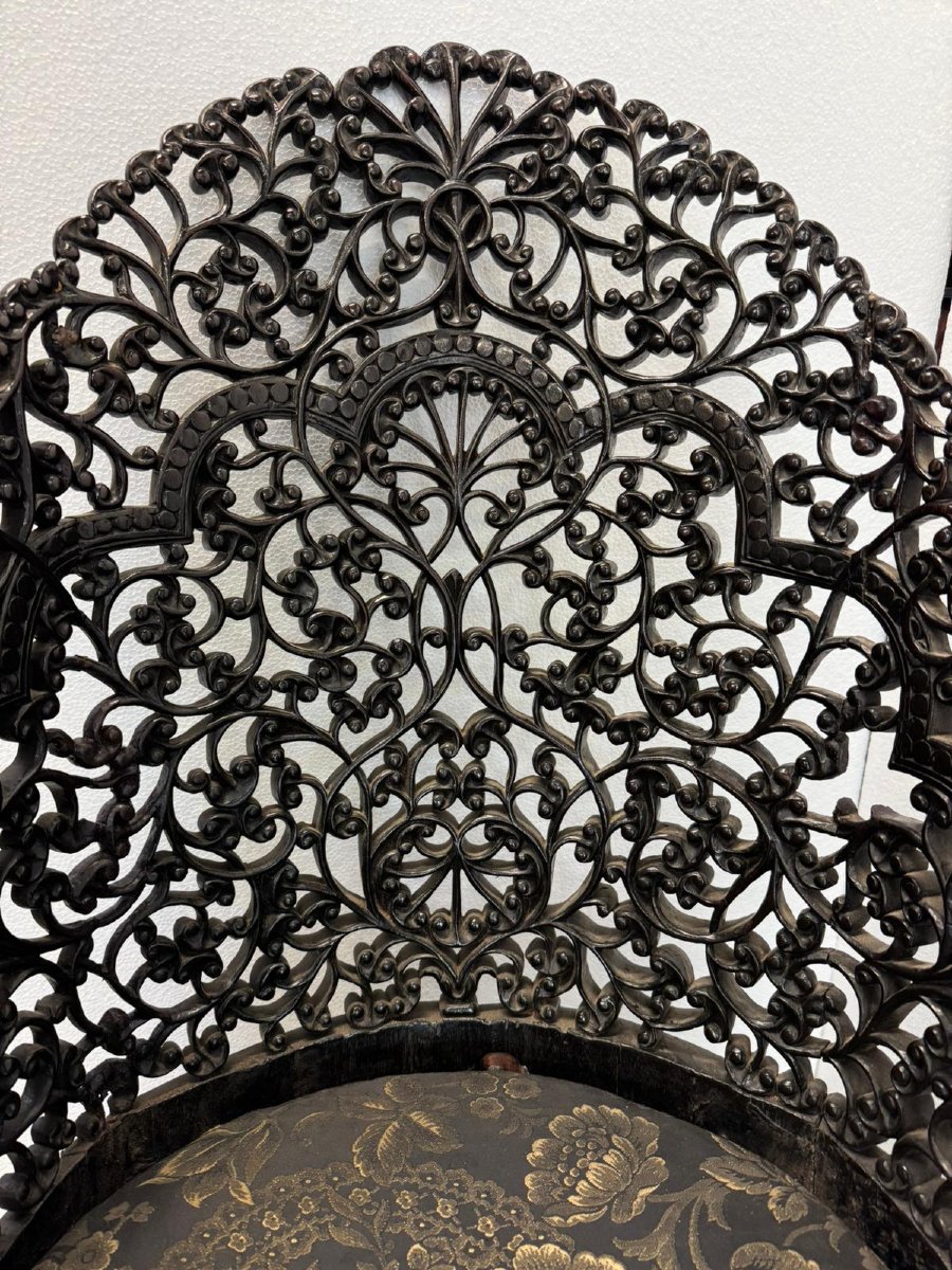 Chaise ajourée anglo-indienne du XIXe siècle-photo-5