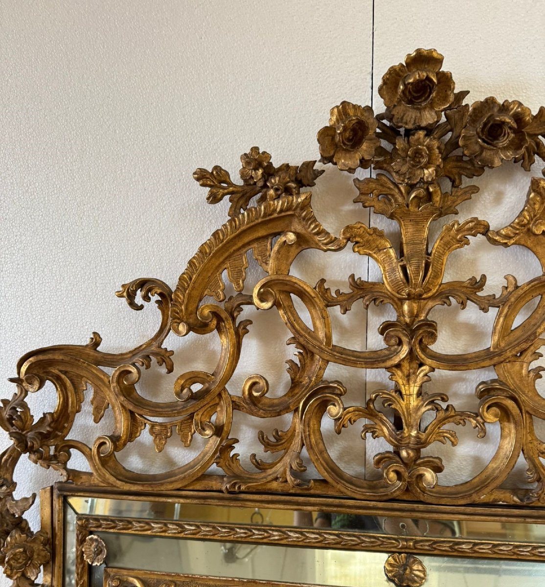 Carved And Gilded Mirror, Piedmont 18th Century-photo-2